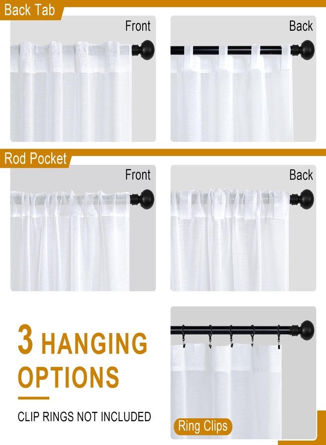 DWCN White Sheer Curtains, 84 Inches Long Rod Pocket & Back Tab Faux Linen Texture Semi Sheer Window Covering, Light Airy Privacy Sheer Panels for Bedroom Living Room 52" W x 84" L, Set of 2 Panels - Image 4
